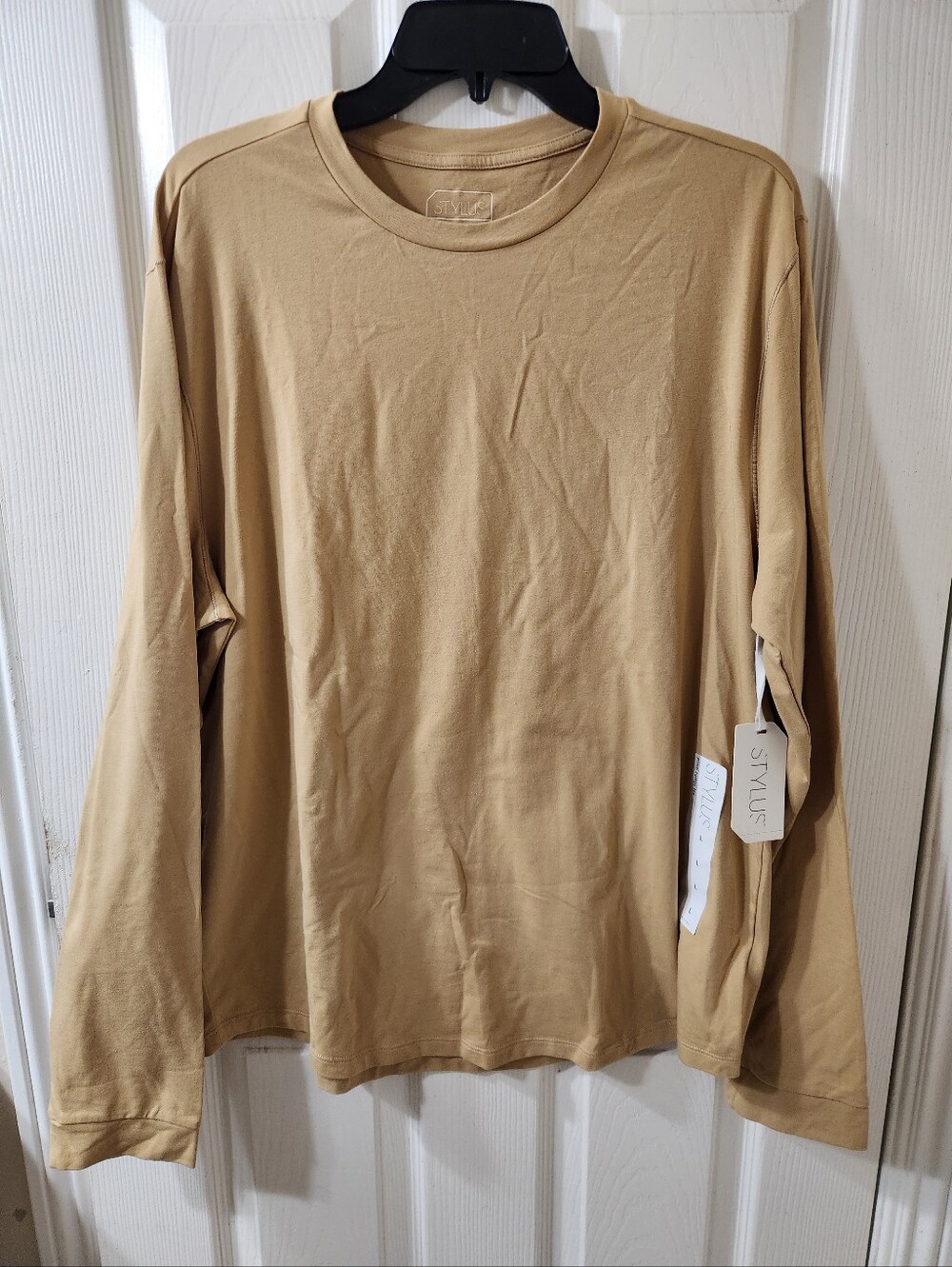 STYLUS Men's Long Sleeve Crewneck Shirt - Camel